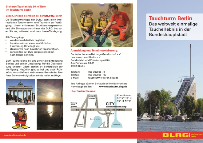 Flyer des Tauchturms Berlin
